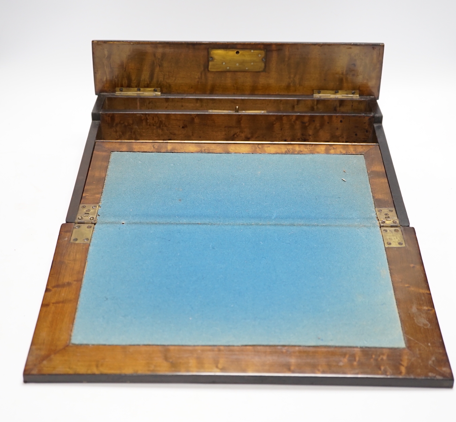 A 19th century boullework writing slope with brass inlay and maple interior, 35 x 27 x 9cm
